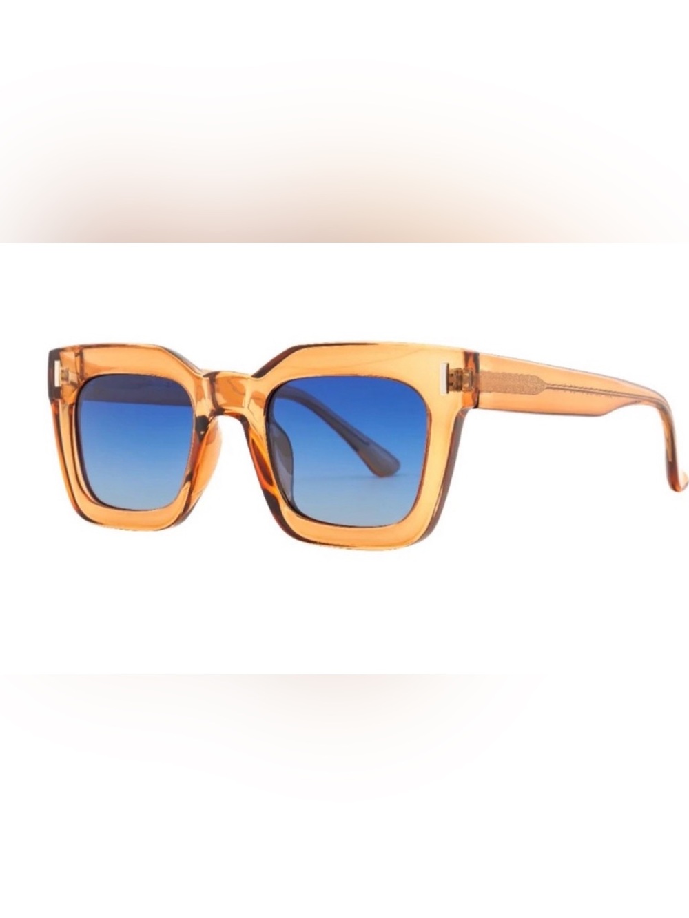 NWT Ryan Simkai Sunglasses Tan with blue lenses